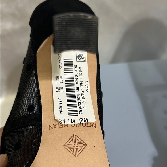 ANTONIO MELANI Black Polka Dot Mesh Heels - Picture 6 of 6